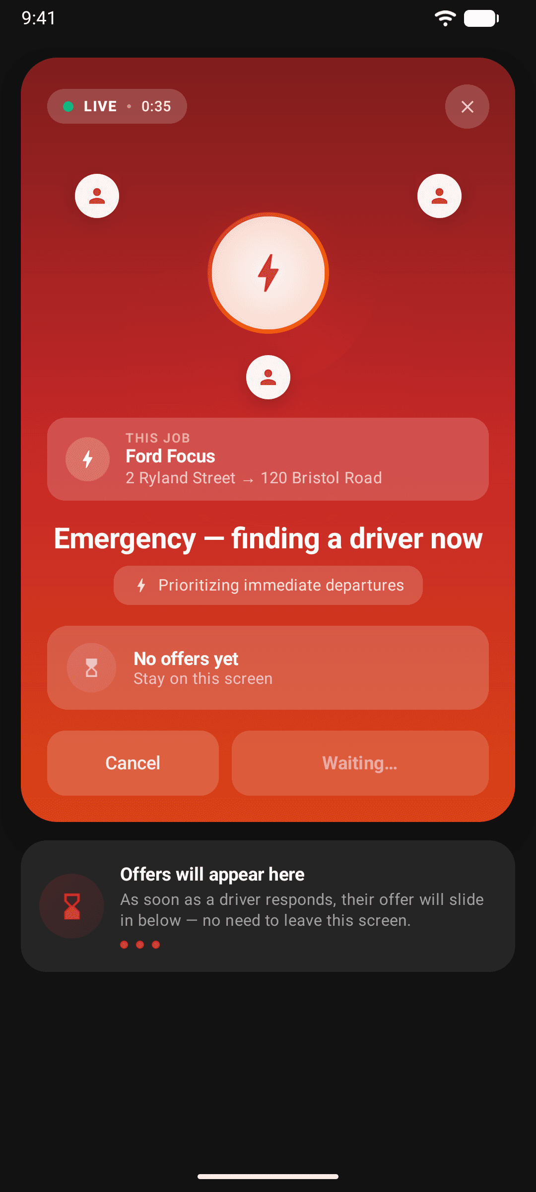 App screen for step 02: Offers come to you